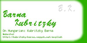 barna kubritzky business card